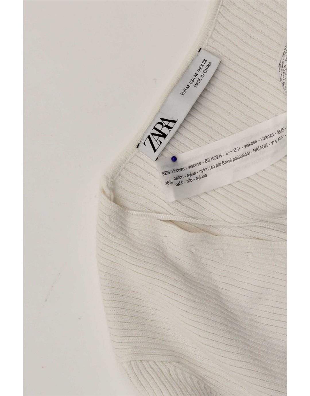 Sweter damski Zara Crop Cardigan UK 12 Średniobiała wiskoza