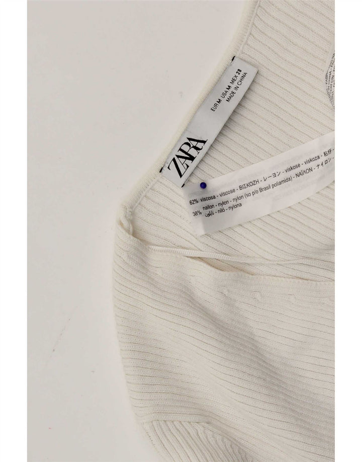 Sweter damski Zara Crop Cardigan UK 12 Średniobiała wiskoza