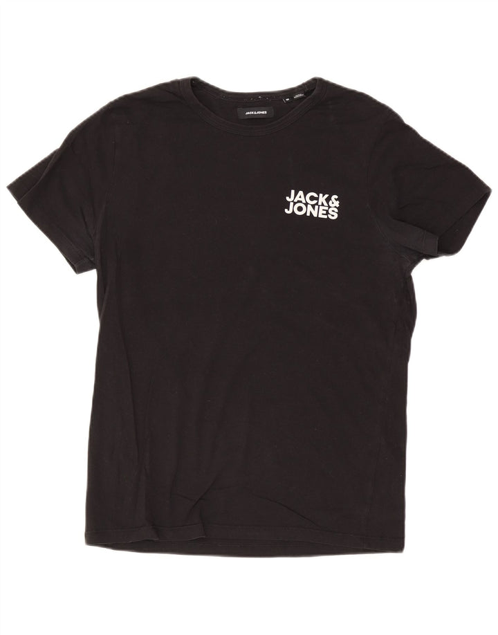 Męski T-shirt z grafiką Jack & Jones, średni czarny, bawełniany