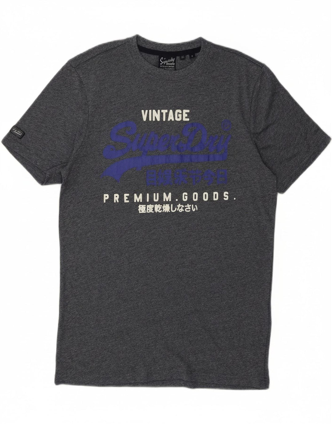 SUPERDRY Mens Graphic T-Shirt Top Small Navy Blue Cotton