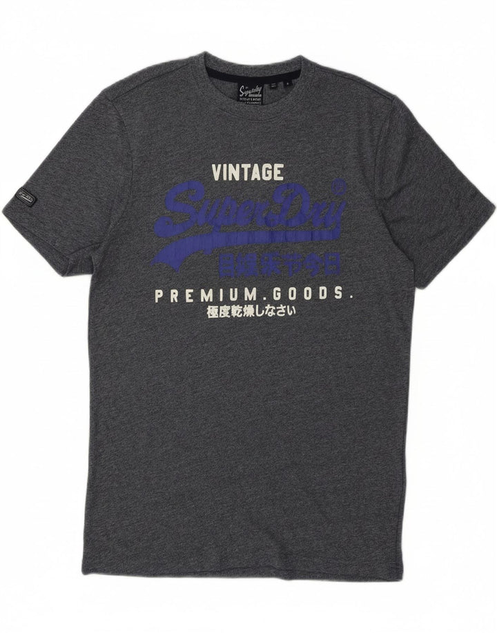 SUPERDRY Mens Graphic T-Shirt Top Small Navy Blue Cotton