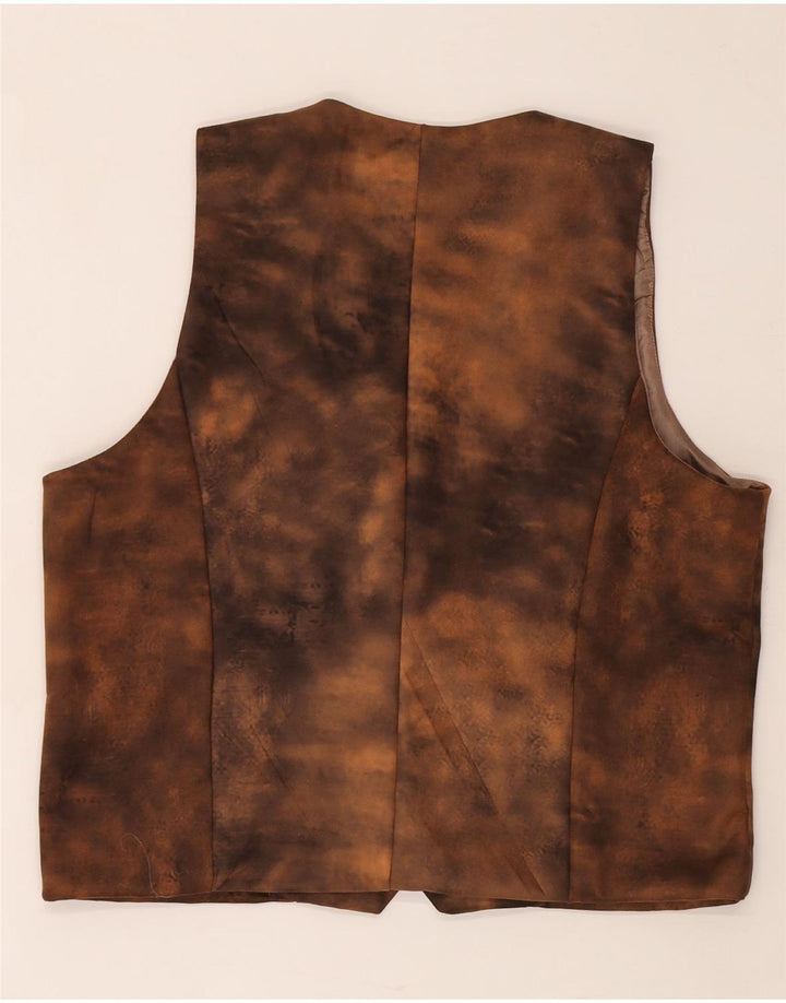 Vintage męska kamizelka skórzana 2XL brązowy krawat barwnik