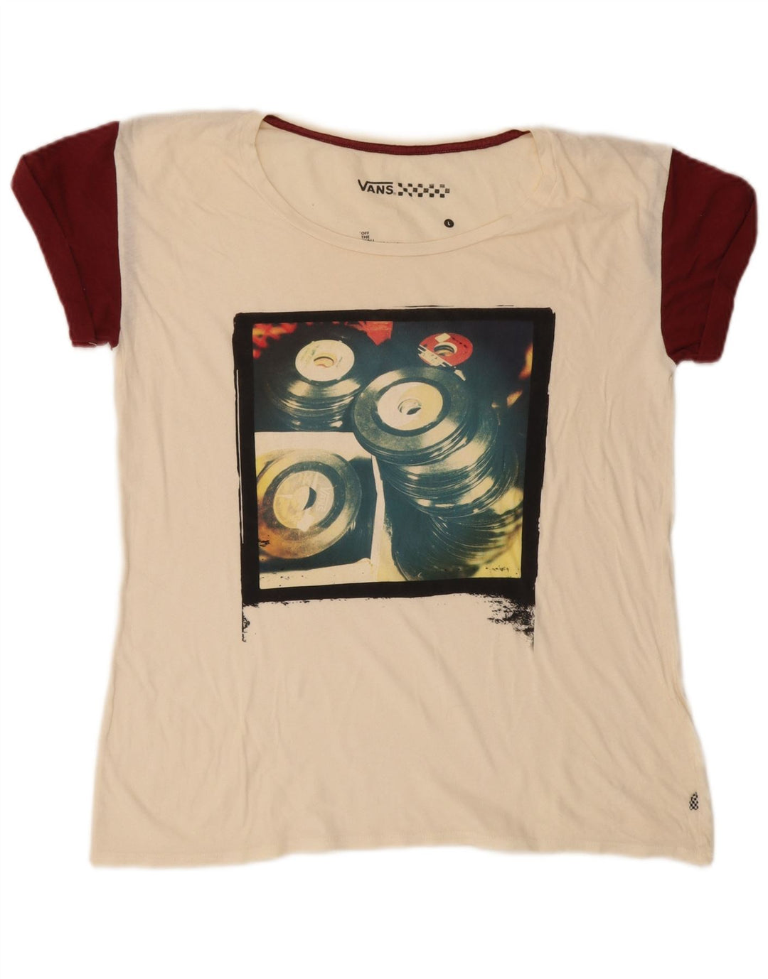 Damski T-shirt z grafiką VANS, UK 16, duży, w kolorze złamanej bieli