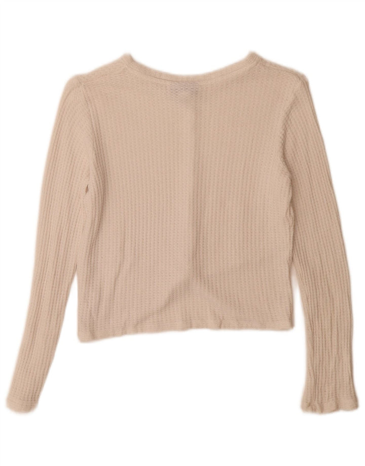 Topshop damski krótki top z długim rękawem UK 8 Small, biała wiskoza