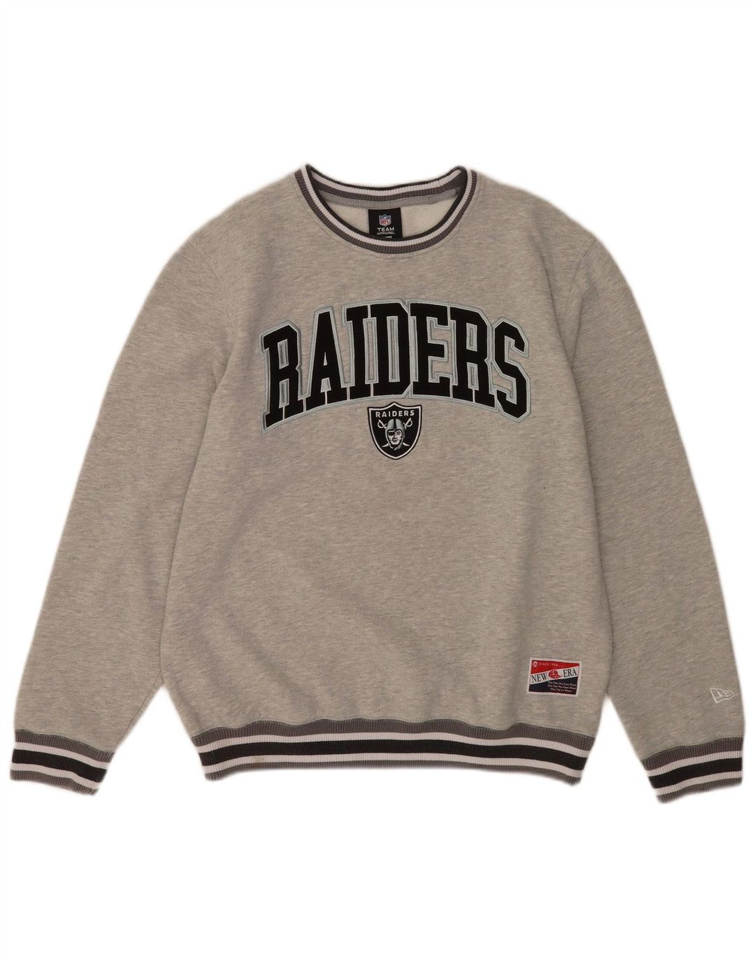 Męska bluza New Era Raiders z grafiką, bawełniana w średnie szare paski