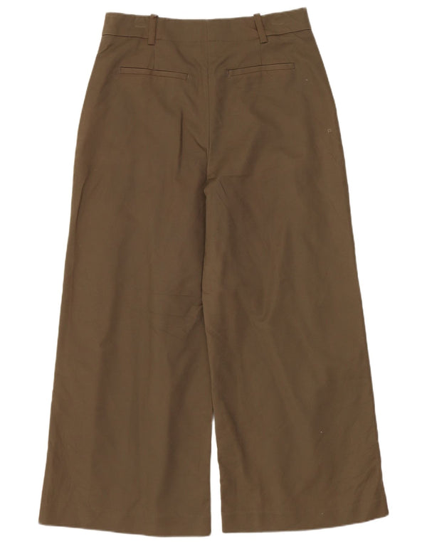 Damskie, przycięte spodnie z szerokimi nogawkami ZARA XS W24 L24, bawełna khaki