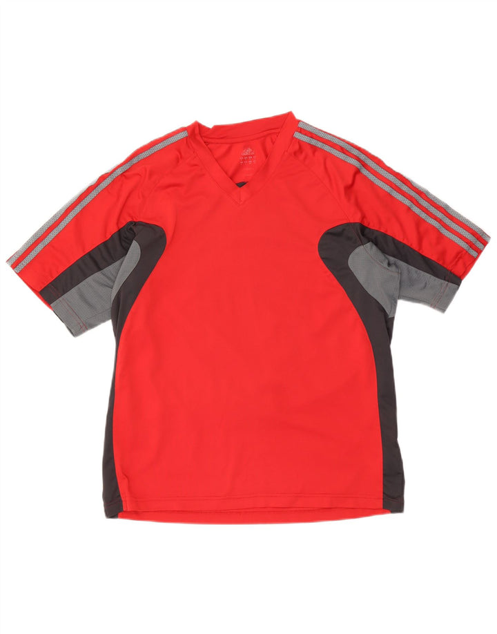 Adidas Męski T-shirt Top Duży Czerwony Poliester z blokami kolorów