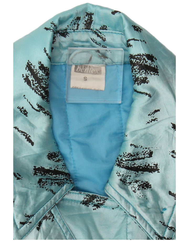 Vintage męska kurtka wiatrówka w abstrakcyjny wzór UK 36 Small Blue