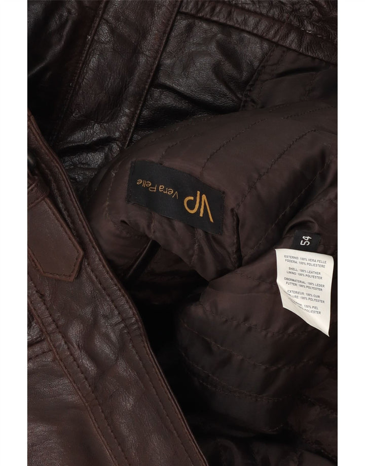 Vintage męska kurtka skórzana bomber IT 54 2XL brązowa skóra