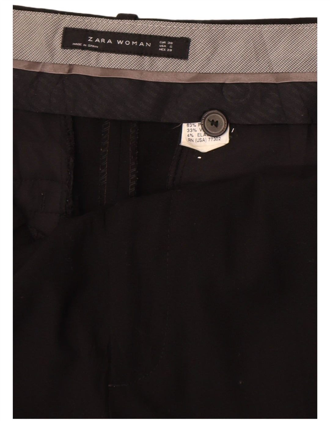 Damskie proste spodnie chino Zara EU 38 Small W28 L31 Czarny poliester