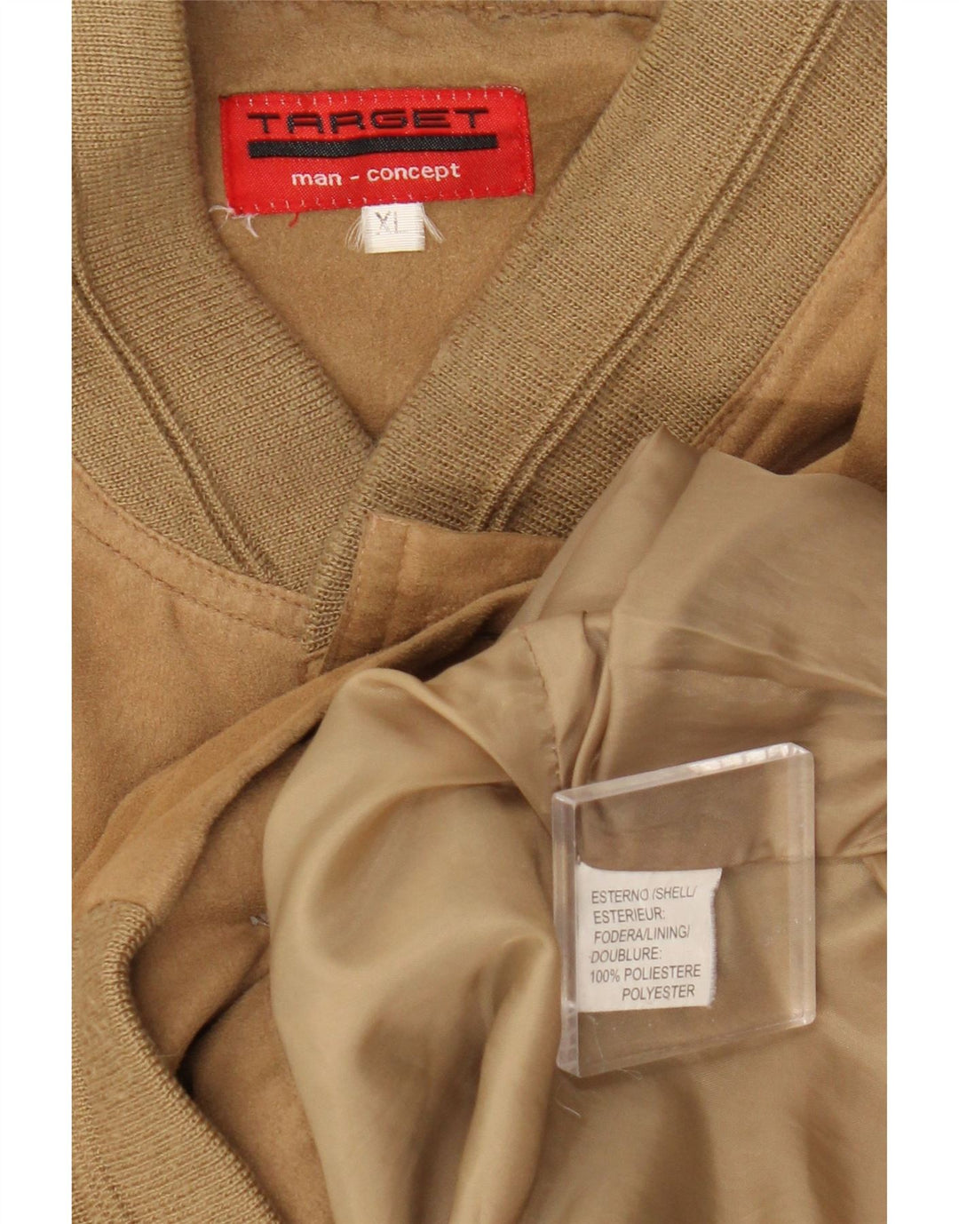 Męska kurtka bomber w stylu vintage UK 42 XL, brązowy poliester