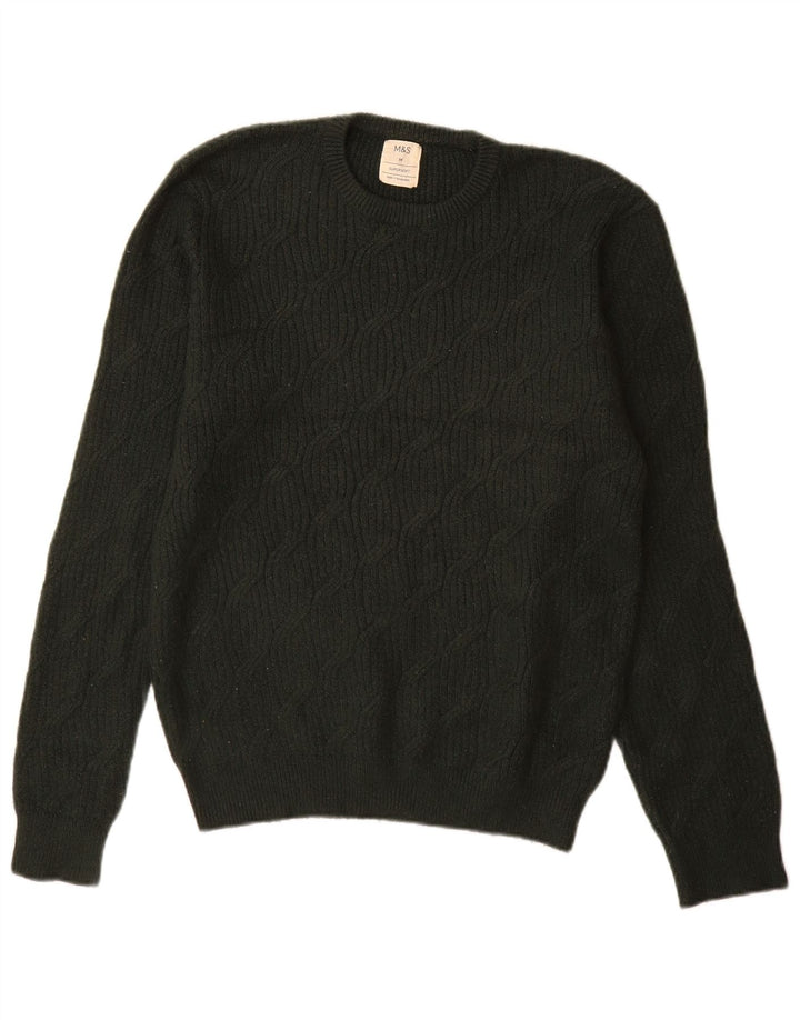 Marks & Spencer Męski sweter z okrągłym dekoltem, średni zielony poliamid