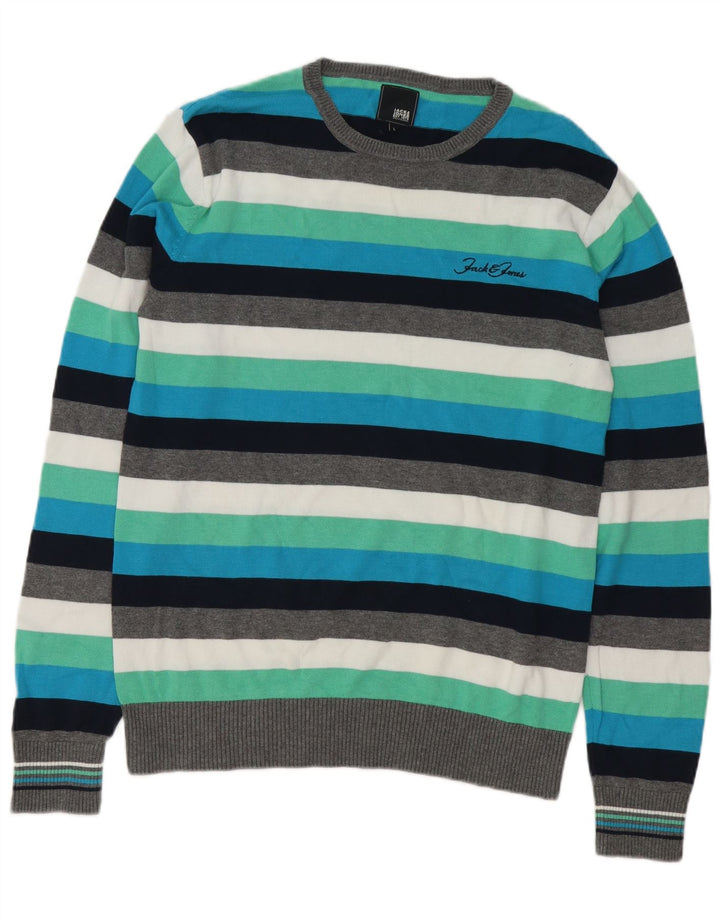 Męski sweter Jack & Jones z okrągłym dekoltem, duże, wielokolorowe paski