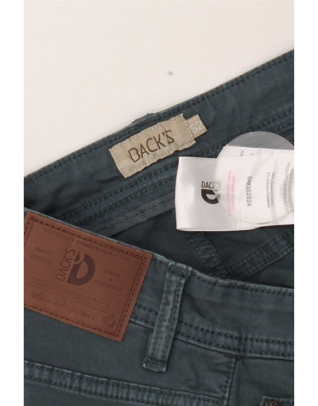 Męskie spodnie typu slim casual Dack's W34 L32 Zielona bawełna