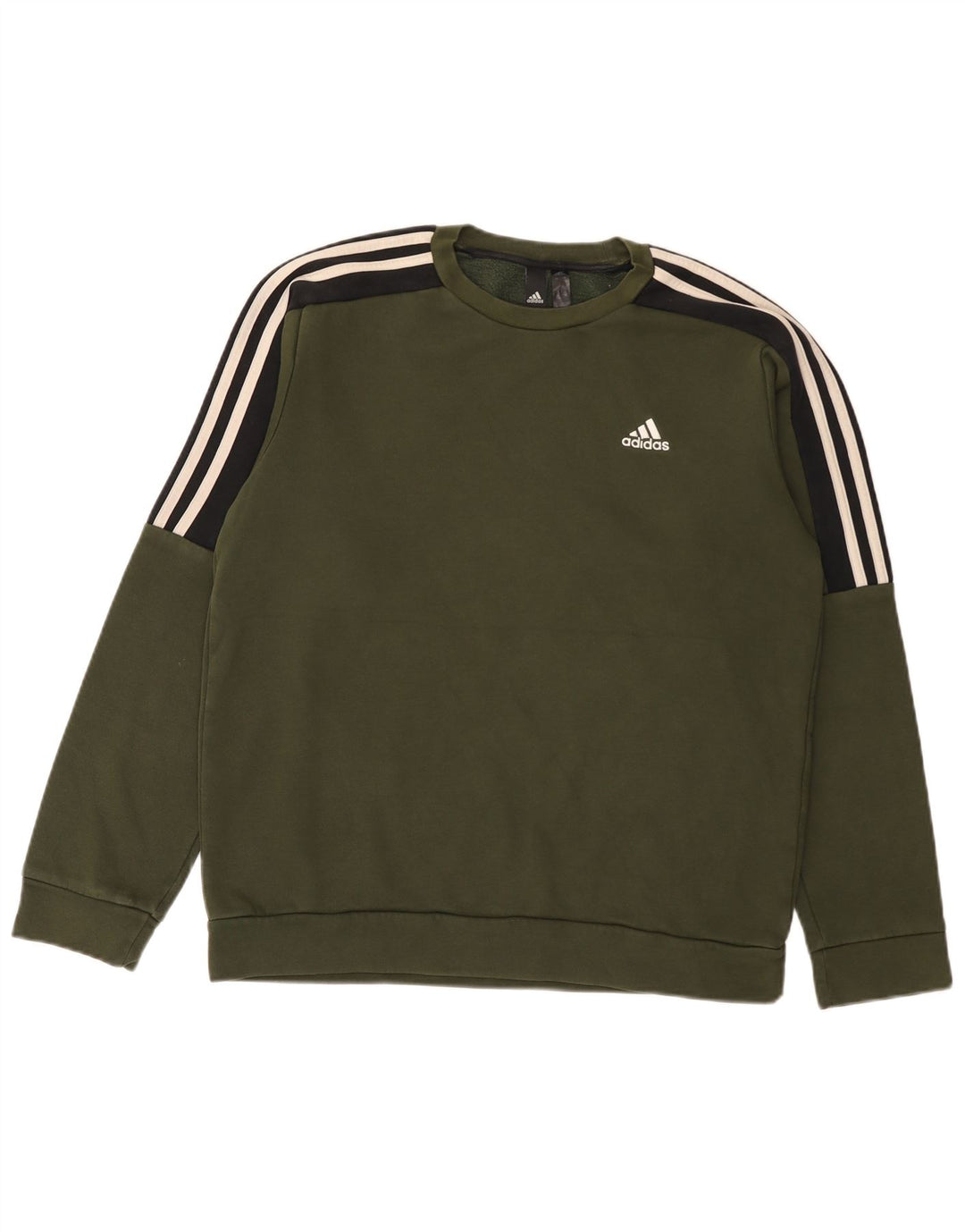 Adidas Męska bluza dresowa, mała, khaki, z blokami kolorów, bawełniana