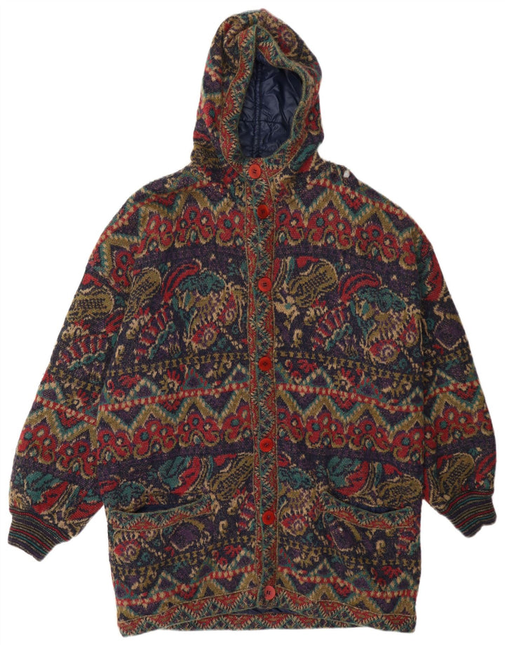 Dwustronna kurtka męska w stylu abstrakcyjnym w stylu vintage UK 42 XL, wielobarwna