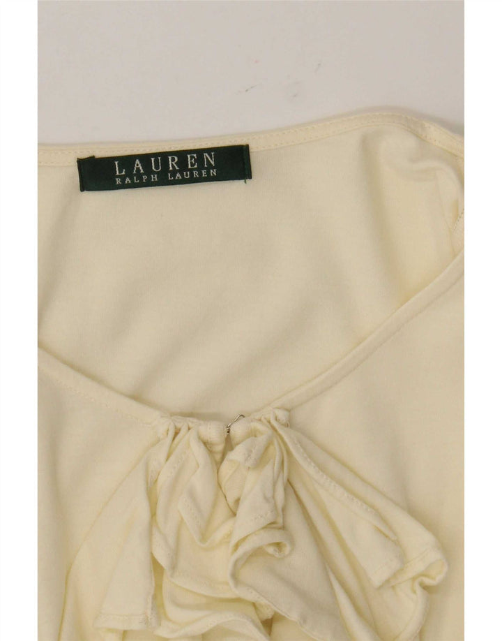 Damski top z falbaną Ralph Lauren z długim rękawem, UK 12, średni żółty