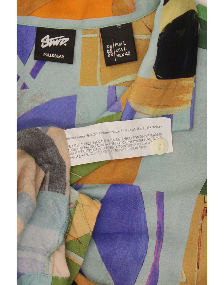 Męska koszula z krótkim rękawem Pull & Bear, duża, wielobarwna, patchworkowa wiskoza