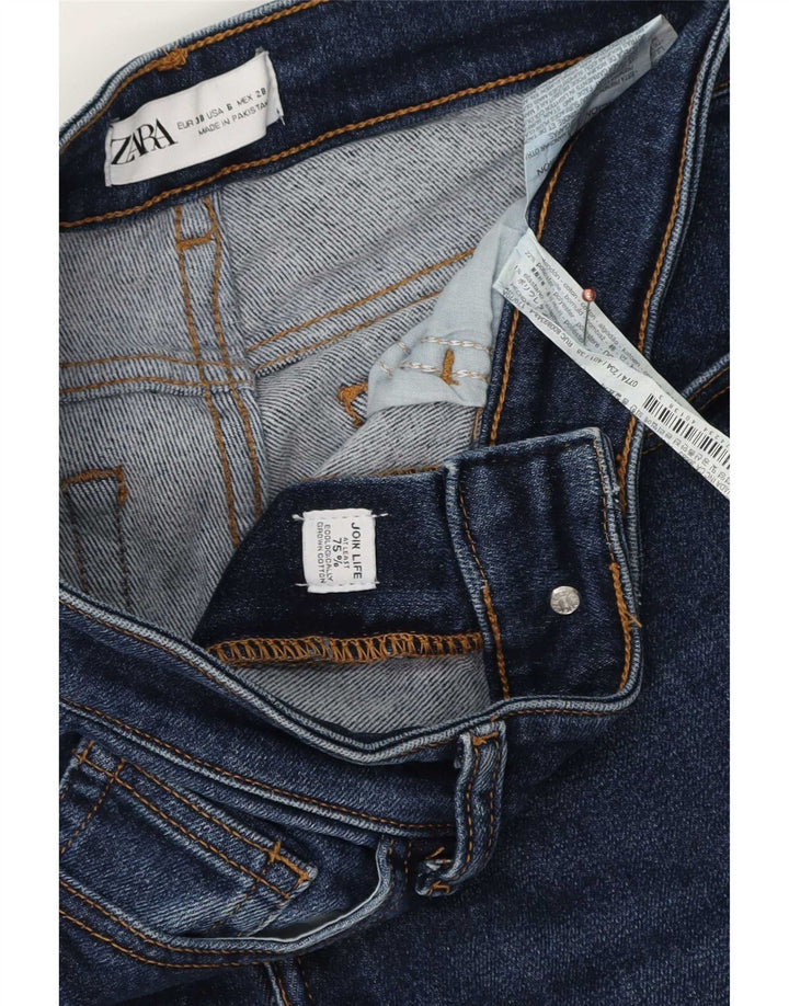 Damskie jeansy slim fit Zara, średnie W28 L27, niebieska bawełna