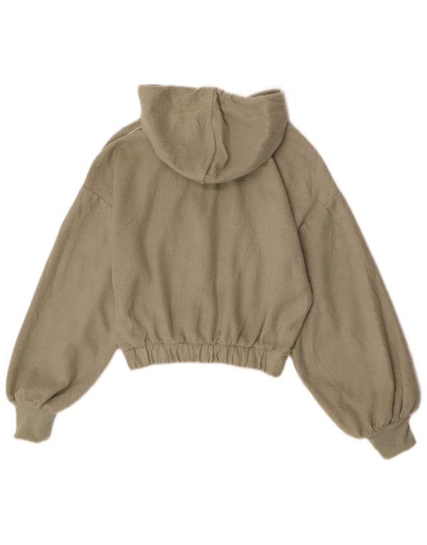 Topshop Damski sweter polarowy z kapturem i zamkiem błyskawicznym, UK 6 XS, poliester khaki