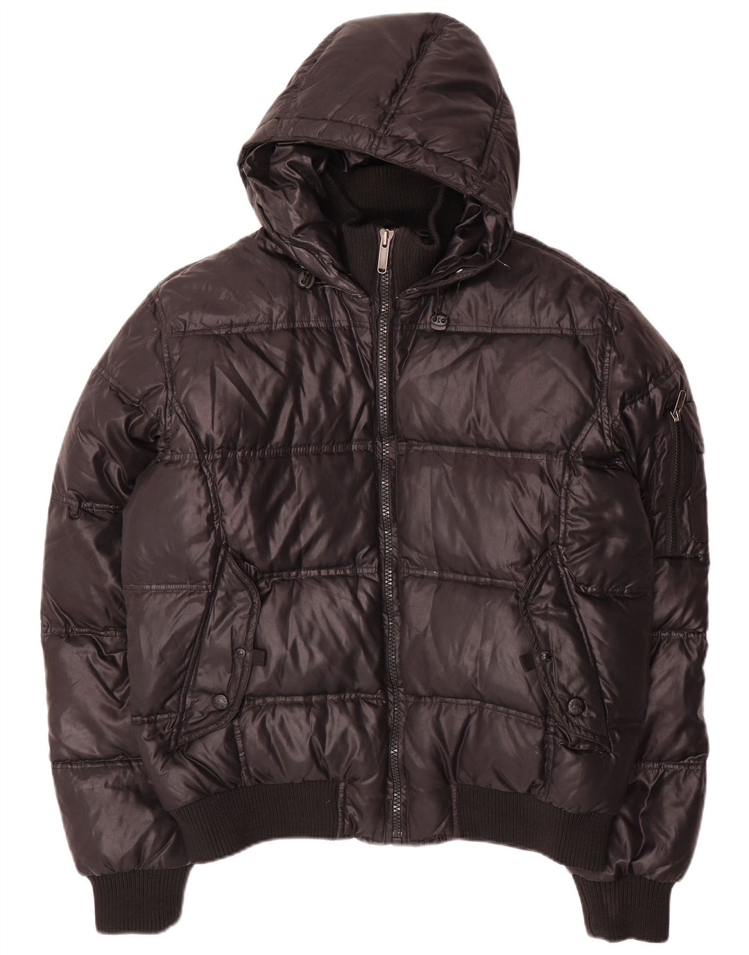 BOMBOOGIE Męska ocieplana kurtka z kapturem UK 44 2XL Czarny poliester