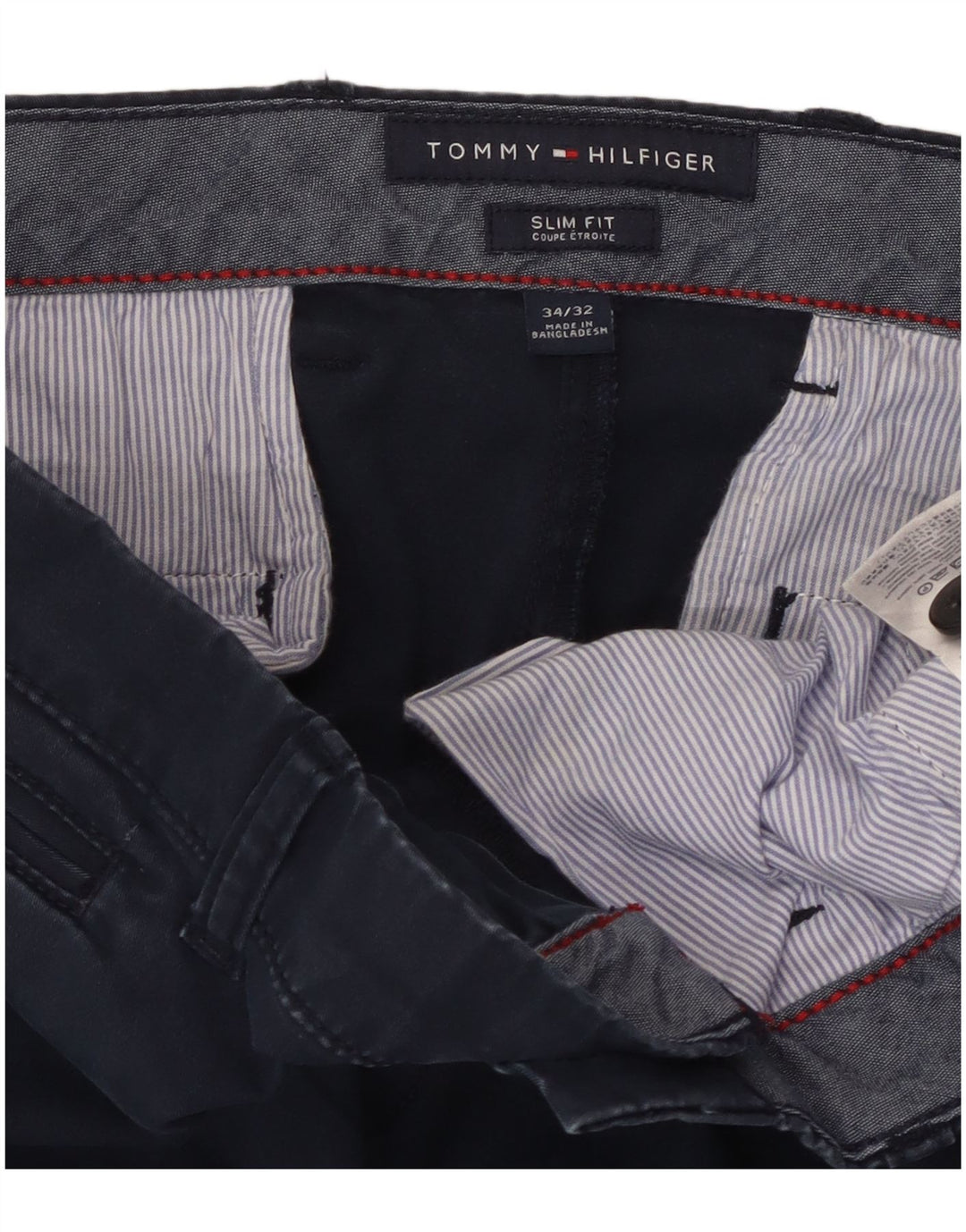 Męskie spodnie chino Slim Fit TOMMY HILFIGER W34 L32 Granatowa bawełna