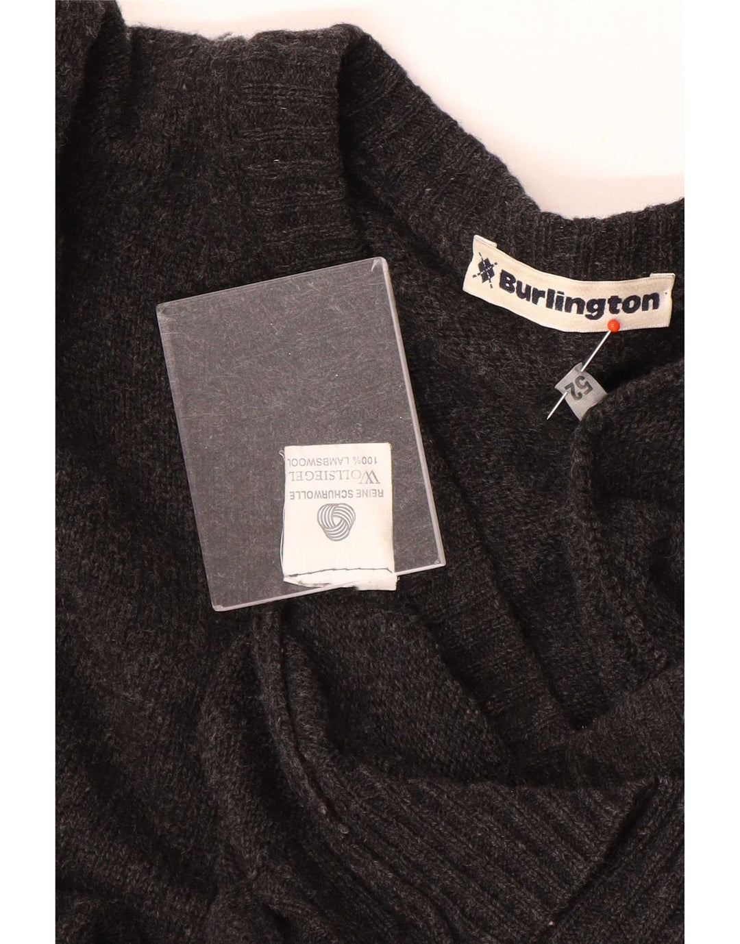 Męski sweter Burlington z dekoltem w szpic IT 52 XL, szara wełna