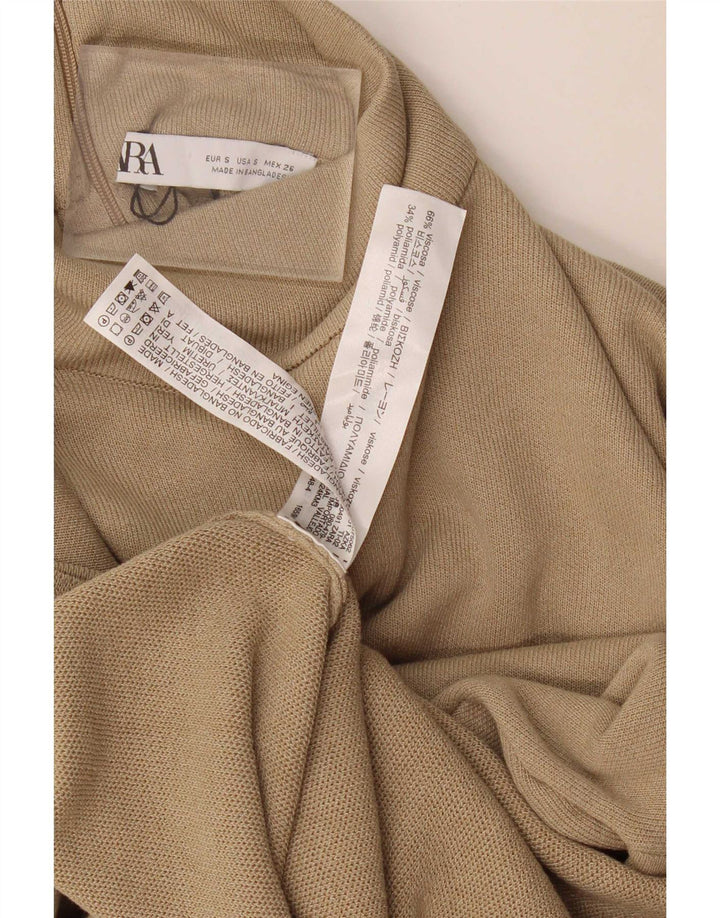 Damski sweter z golfem Zara UK 10 Small Beżowa Wiskoza