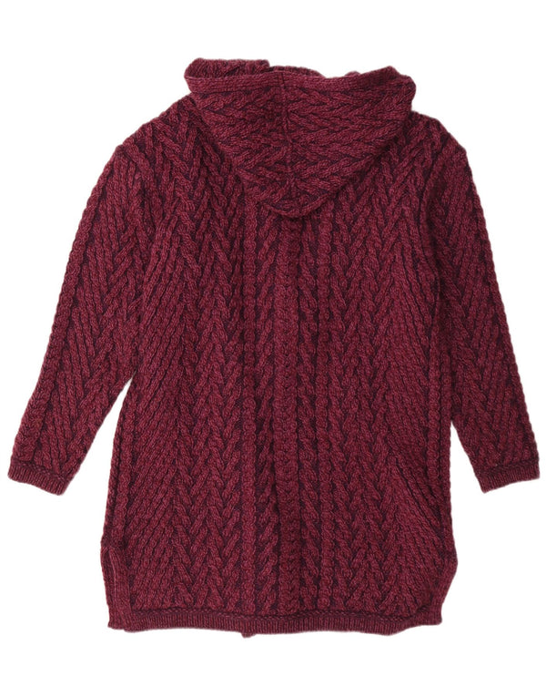 Damski sweter rozpinany z długim rękawem Aran Crafts, UK 14, średni burgund