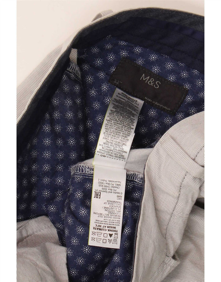 Marks & Spencer Męskie spodenki Chino W32 Średnioszare, bawełniane w prążki
