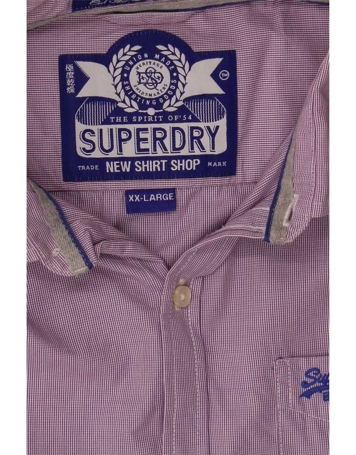 Koszula męska Superdry 2XL, bawełniana, fioletowa kratka