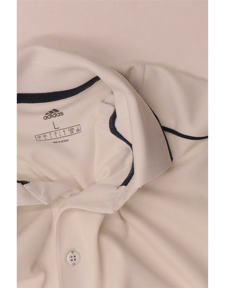 Męska koszulka polo Adidas, duża, biała, z poliestru