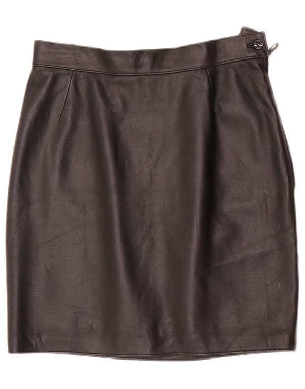 Mini skórzana spódnica damska Vintage W28 Średnia czerń