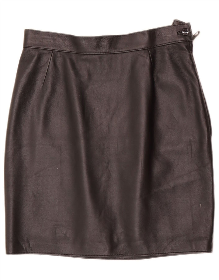 Mini skórzana spódnica damska Vintage W28 Średnia czerń