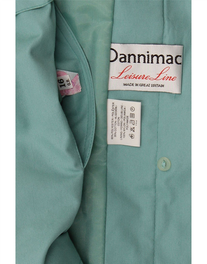 DANNIMAC Womens Oversized Bomber Jacket UK 16 Large Blue Polyester