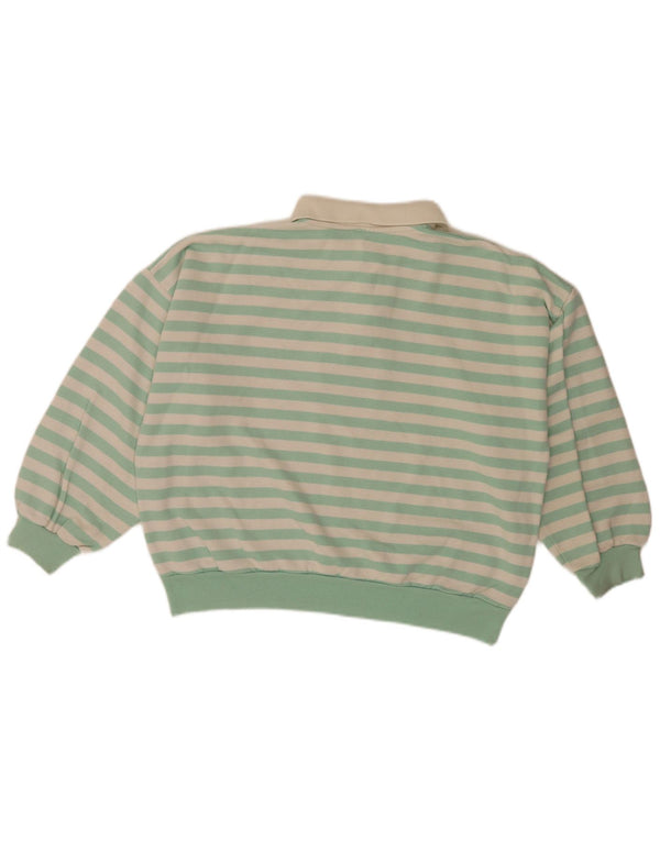Sweter damski w stylu vintage, UK 14, duży, zielony, w paski, retro