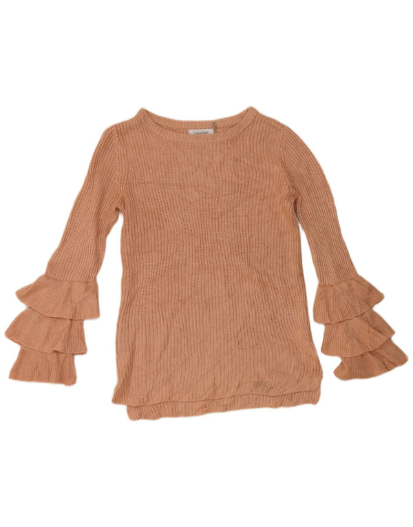 Damski sweter Calvin Klein z dekoltem w łódkę UK 6 XS Różowy akryl