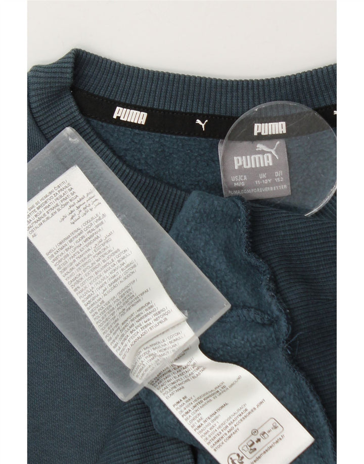 Chłopięca bluza z grafiką Puma, 11-12 lat, niebieska, bawełniana