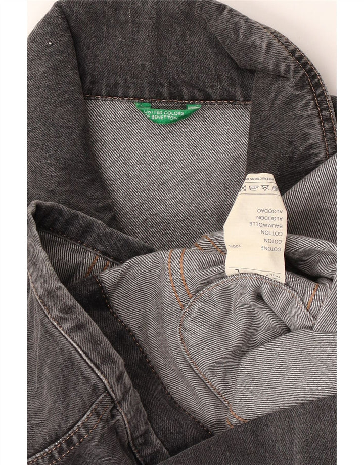 Damska kurtka dżinsowa Benetton Crop UK 16, duża, szara bawełna