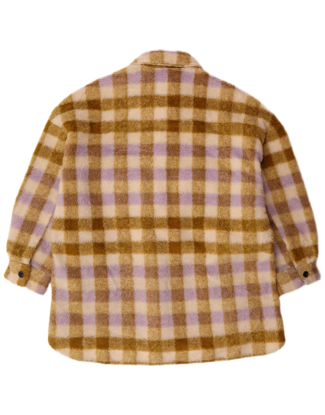 Damska, oversize'owa kurtka polarowa Zara UK 10, mała, beżowa, poliestrowa krata