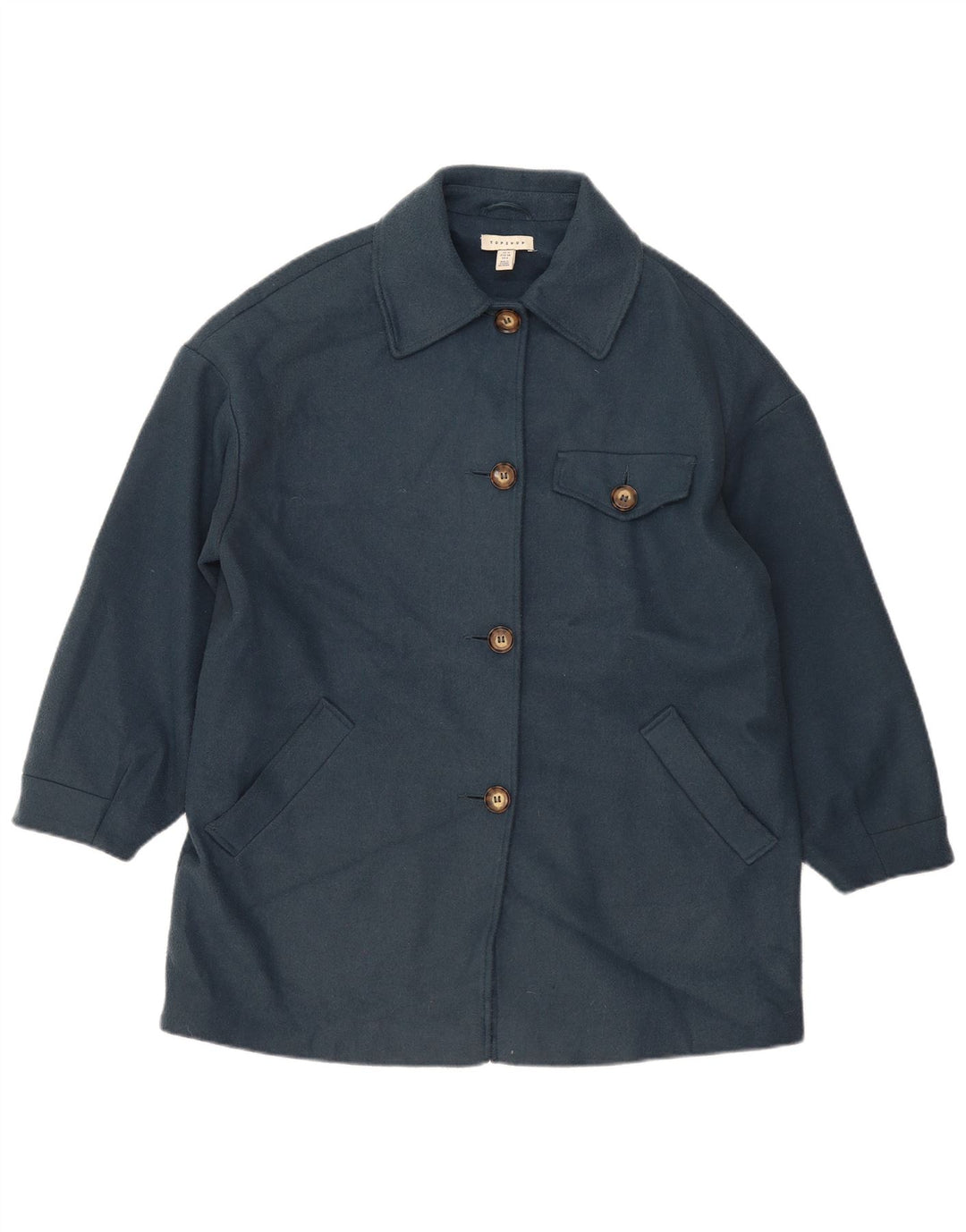 Topshop damski płaszcz oversize UK 10, mały, niebieski, poliester