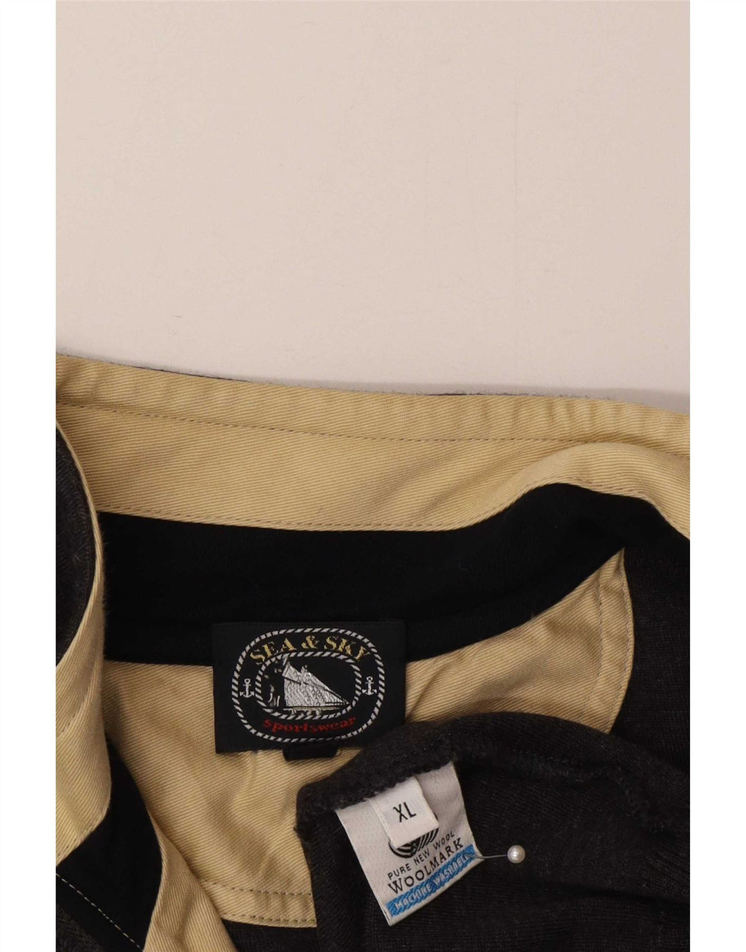 Męski sweter z zamkiem błyskawicznym Sea & Sky XL, granatowy, wełniany