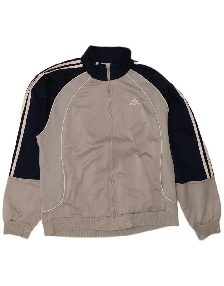 Adidas Męska bluza dresowa UK 42/44 Duży szary poliester z blokami kolorów