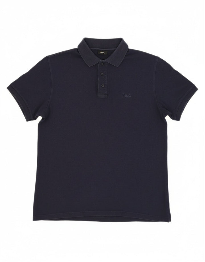 FILA Mens Polo Shirt Medium Navy Blue Cotton Vintage Fila and Second-Hand Fila from Messina Hembry 