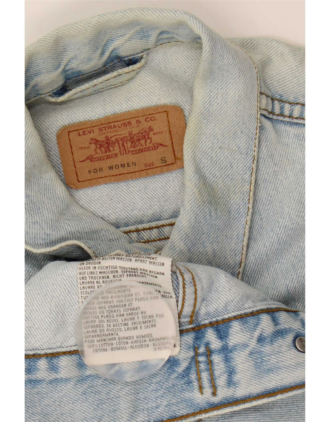 Damska kurtka dżinsowa Levi's Crop UK 10 Small, niebieska bawełna