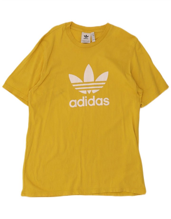 Męska koszulka z grafiką Adidas, średnia, żółta bawełna