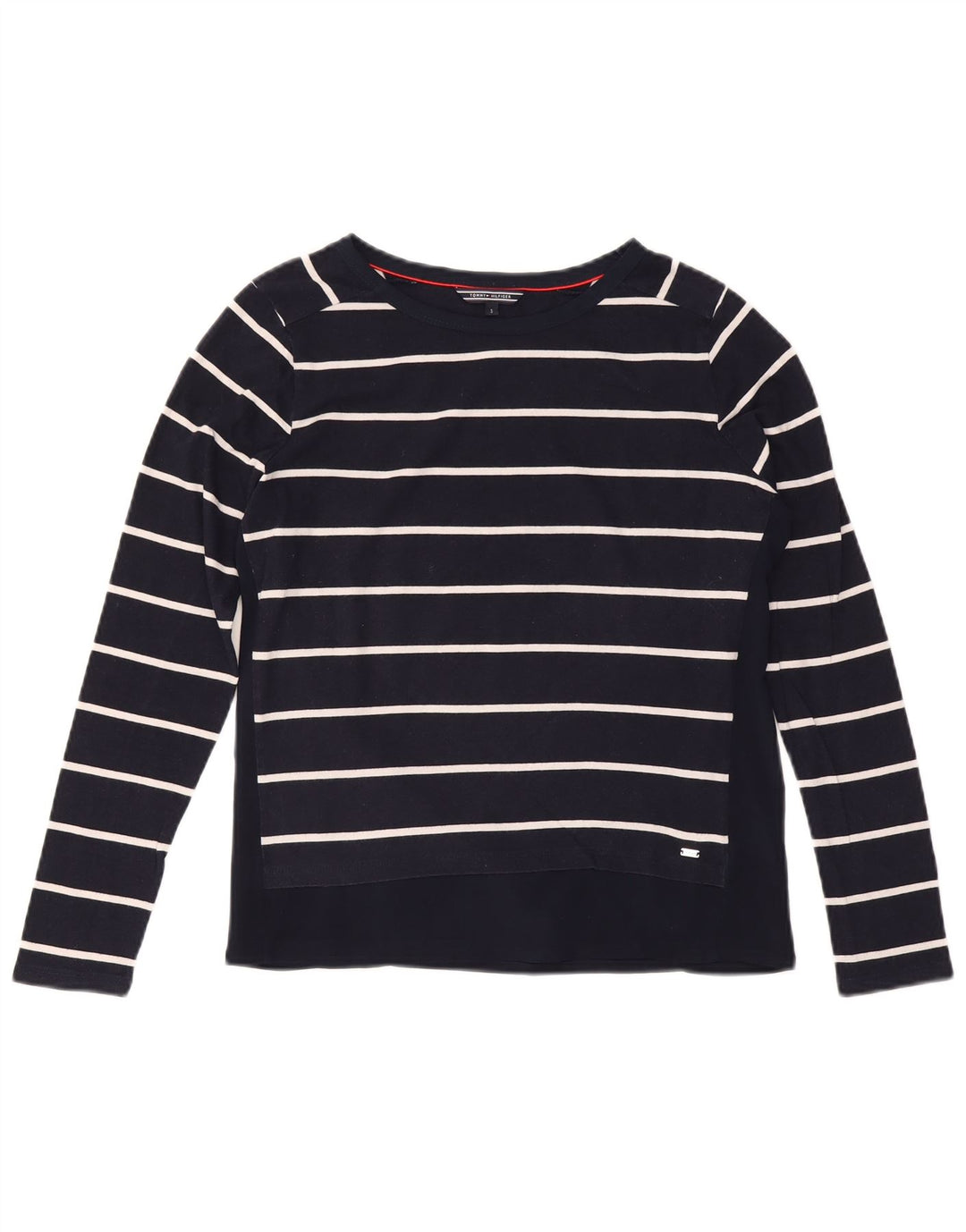 Top damski TOMMY HILFIGER z długim rękawem UK 10, mały, bawełniany w granatowe paski