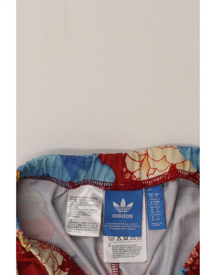 Legginsy damskie Adidas UK 10, małe, czerwone, z poliestru w kwiaty