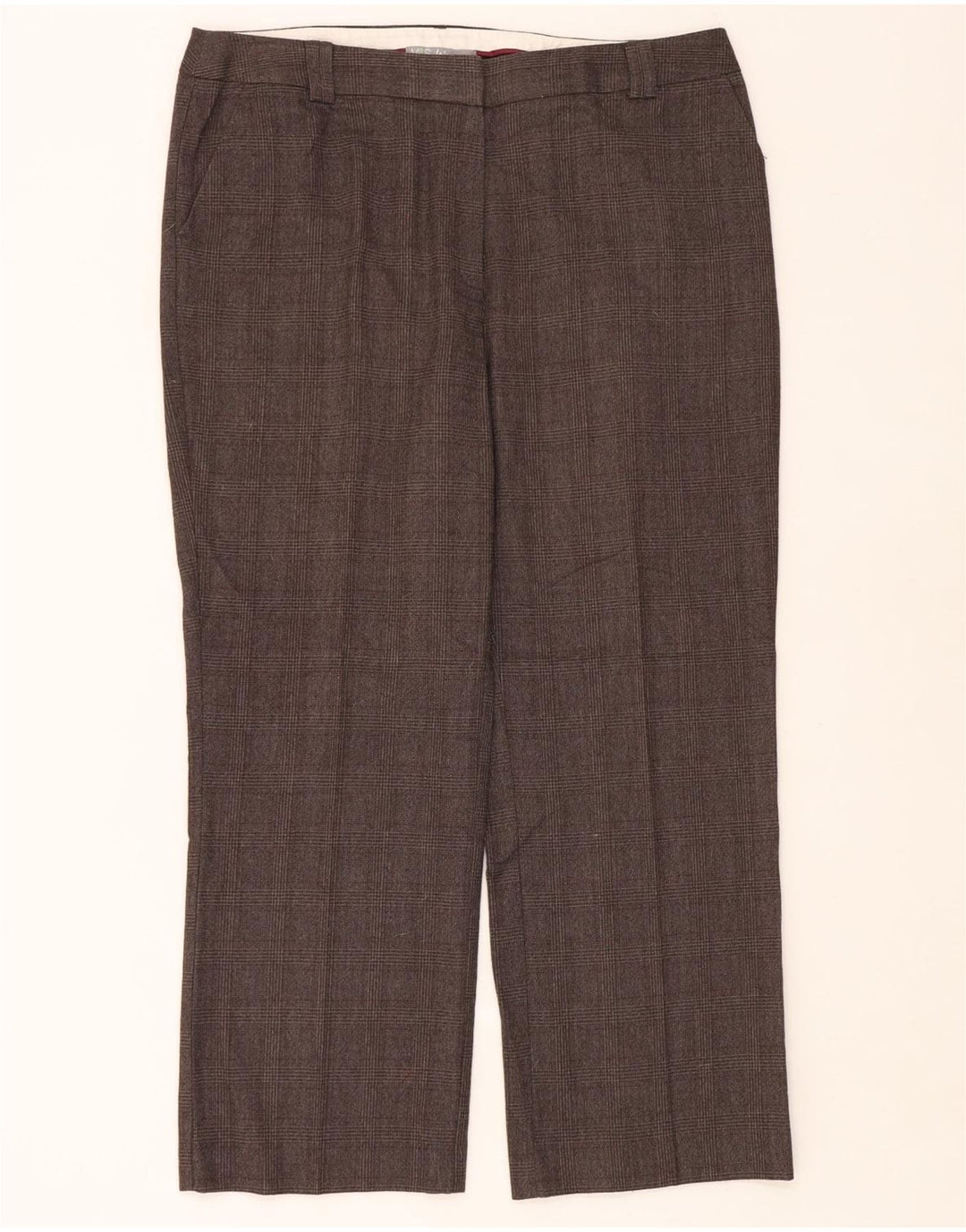 Damskie spodnie garniturowe Marks & Spencer UK 16 Large W38 L29 Brązowa kratka