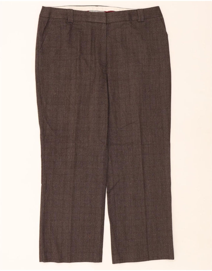 Damskie spodnie garniturowe Marks & Spencer UK 16 Large W38 L29 Brązowa kratka